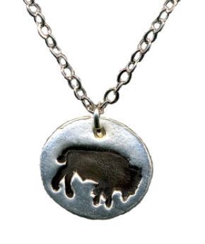 Buffalo Silver Oval PMC Necklace by Dani'z Designz