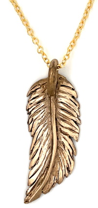 Bronze Feather Pendant Necklace by Dani'z Designz MT