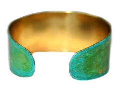 Green Brass Cuff Bracelet by Dani'z Designz of Missoula Montana