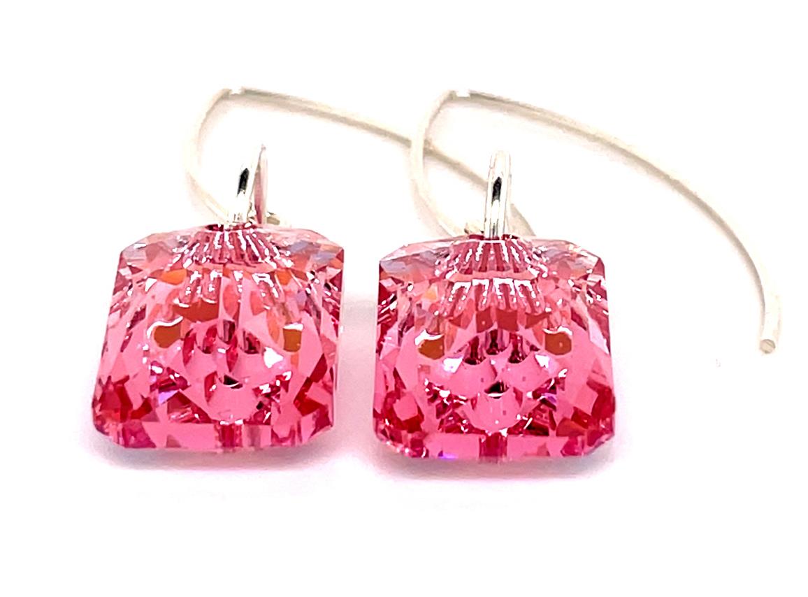Pink Rectangle Earrings - Crystal Jewelry by Dani'z Designz Montana