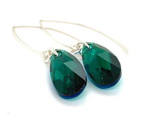 Emerald Teardrop Earrings - Crystal Jewelry by Dani'z Designz Montana