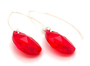 Red Siam Teardrop Earrings - Crystal Jewelry by Dani'z Designz Montana