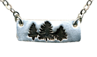 Trees Silver Bar - Silver PMC Necklace by Dani'z Designz