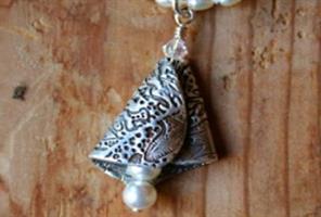 Lily Pendant with Rice Pearl Drop handcrafted by Dani'z Designz